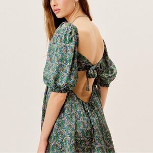 For Love & Lemons Green Blue Floral Mini Dress